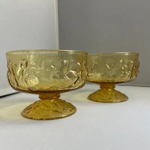 Paar Vintage Anchor Hocking Milano Honig Gold Gläser für Sekt, Dessert - Bild 1 von 7