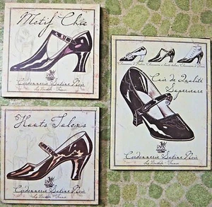 3 Drucke auf Leinwand OLD FASHIONED / RETRO SCHUH THEMA - Cepia Ton - Bild 1 von 12