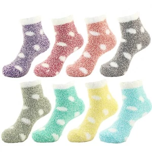 Chirpy Socks - Women's Fuzzy Polka Dot Cuff Socks - Picture 1 of 15