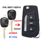 Upgraded Remote Key 433MHz 4C Chip TOY47 for Toyota Yaris Corolla 89071-0D010