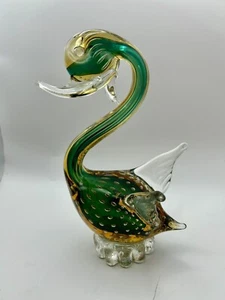 Mid Century Modern, Vintage Murano Style Hand Blown Green & Yellow Duck! - Picture 1 of 4