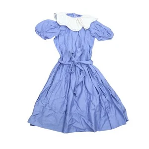 Vintage 70s periwinkle blue-purple prairie dress Girls 8 - Picture 1 of 3