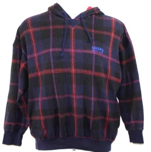 Ralph Lauren Chaps Navy Blue Red Plaid Cotton Hoodie Womens L Jacket Vintage - Picture 1 of 6