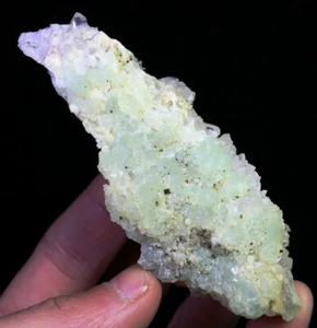 Natürlicher grüner Prehnit mit klarem Quarzkristall Cluster Mineral Probe 107g - Bild 1 von 12