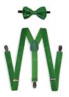 Green Men Women Clip-on Suspender + Bow-Tie All Glitter Sequin Combo Adjustable