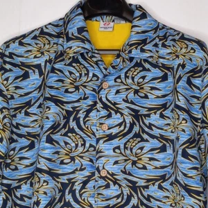 Camisa con cuello de campamento azul/amarillo kakau hawaiano marca Anchor para hombre talla XL - Imagen 1 de 10