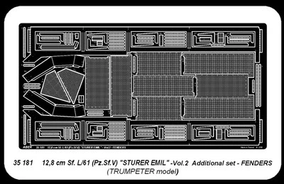 ABER 35181 - 12,8cm Sf.L/61 Pz.Sf.V STURER EMIL Vol.2 FENDERS - 1/35 PHOTOETCHED - Immagine 1 di 4