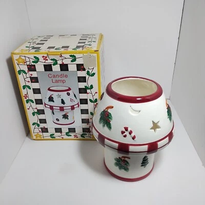 Pantalla de lámpara de vela de Navidad de cerámica y soporte base para velas de pilar grande 9”x7” Foto 1 de 4