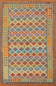 Pastel Color Diamond Kilim Reversible Area Rug 7'x10' Flat Weave Living Room Rug - Picture 1 of 10