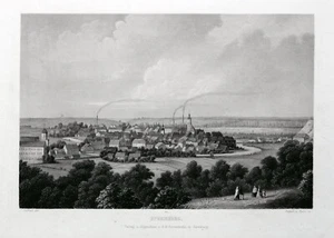 Spremberg. Vista general, gran grabado en acero original alrededor de 1860 - Imagen 1 de 1