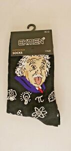 Einstein Portrait Science Symbols Crew Socks, Novelty, Nerd,Genius, NEW 