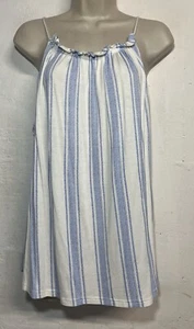 NWT Skies Are Blue Large Halter Neck Tank Top Blue White Stripe Stretch - Picture 1 of 6