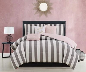 Juicy Couture – Comforter Set, Cabana Stripe Design, Twin Bedding, 5 Piece Se... - Picture 1 of 7