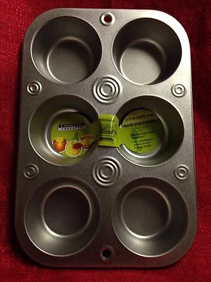 6 Cup Muffin Cooking Pan Heavyweight Steel Bakeware Baking Muffins & Cupcakes - Image 1 of 4