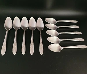 Vintage 1937 Rose & Leaf National Silver Co. A1 Set Of 10 Desserts Spoon - Picture 1 of 12