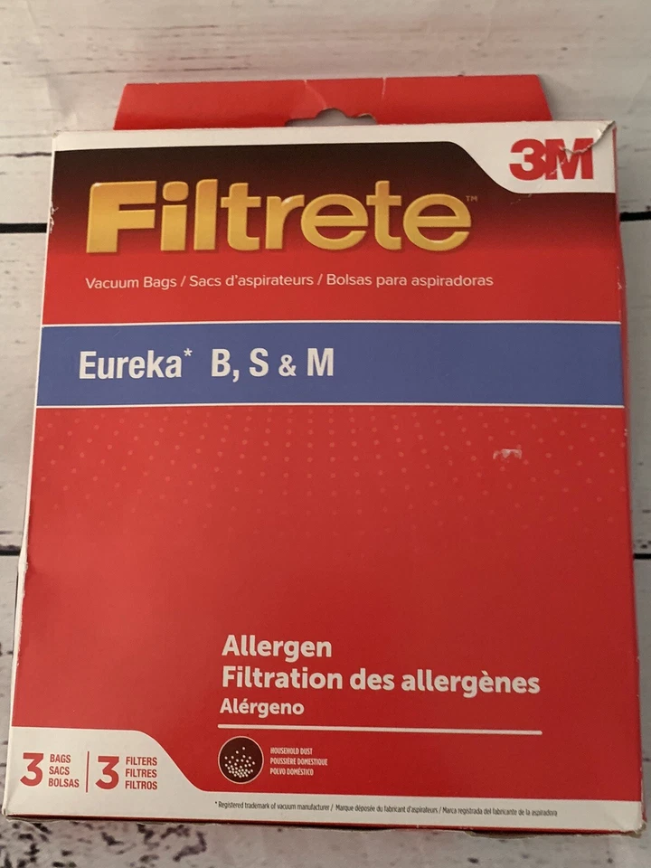 NIP Filtrete 3M Bags for Eureka Vacuum Bags Style B M & S 3 Bags & 3 Filters  - Image 1 of 4