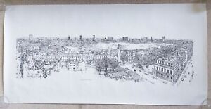 large LONDON city skyline rare print by Richard Downer (unframed, black & white)