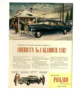 Packard Clipper 1946 anuncio glamour coche en estación de tren impresión de colección AD - Imagen 1 de 1