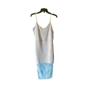 Bebe Lace Bodycon Dress Sleeveless Party Cocktail Light Blue Size M NWT - Picture 1 of 11
