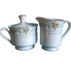 Abundance 8003 Floral Inspirations Creamer & Sugar Complete - Picture 1 of 13