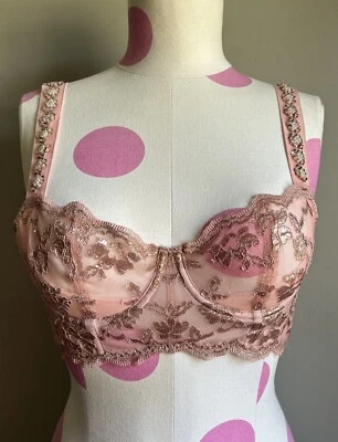 Sujetador Victoria Secret 32C Push Up Sin Acolchado Encaje Dream Angels Lentejuelas Brillante Foto 1 de 4