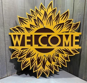 Metal Sunflower Monogram Last Name Sign Custom Personalized Name Flower Plasma C - Picture 1 of 5