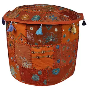 Ottoman Handmade Pouf,Indian Comfortable Floor Cotton Cushion Cover Patch Work - Picture 1 of 3