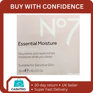 No7 Essential Moisture Night Cream Suitable for Sensitive Skin 50ml (Brand New) - Picture 1 of 4