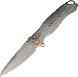 KARBON Buckhorn Linerlock Gray Aluminum Folding 14C28N Pocket Knife B119 - Picture 1 of 3