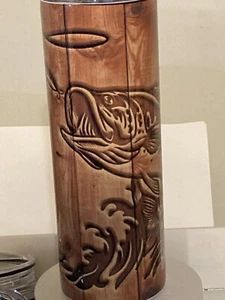 Wide Mouth Bass Fisherman’s Wood grain, 20oz Sublimation Tumbler. - Picture 1 of 4