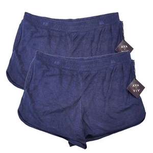 Ava Viv Womens Plus Stretch Terry Cloth Pull On Shorts Navy Blue 2 Pk Size 1X - Picture 1 of 10
