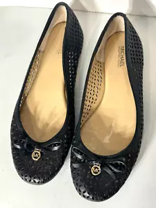 Ballerine Michael Kors in pelle nera con logo Olivia taglia 8M - Foto 1 di 7
