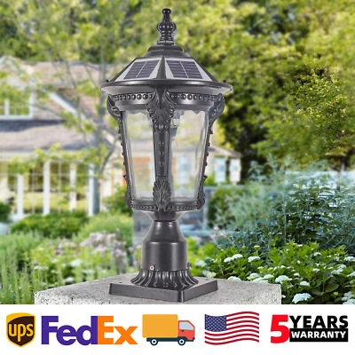 19'' Solar Lamp Post Light Outdoor Black Pillar Dusk To Dawn With Remote Control - Image 1 of 4