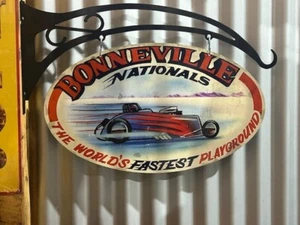 BONNEVILLE NATIONALS LARGE OVAL METAL SIGN WITH HANGER DBL SIDED - Picture 1 of 3