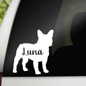Frenchie Name Decal, French Bulldog Decal, Custom Dog Decal Car Laptop Sticker - Picture 1 of 2