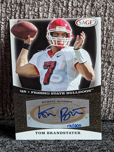 Tom Brandstater - 2009 SAGE Auto #A1 Rookie RC Fresno State Bulldogs