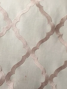 Leinen mit Vollstickerei Design Karma Blush Farbe Beige Rose Hellrosa 140cm - Bild 1 von 8