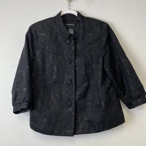 George Women’s Black Sparkle Jacket Size 16 With Pockets Front Buttons Excellent - Picture 1 of 9