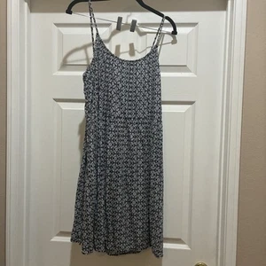 Old Navy Black & White Floral Print Sleeveless Dress L Summer Sundress Beachy - Picture 1 of 7