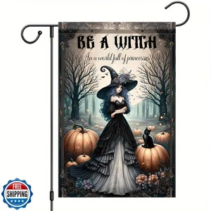 Saoplasa Halloween Hexe Garten Flagge 12x18 Zoll doppelseitig für draußen Hexe - Bild 1 von 5