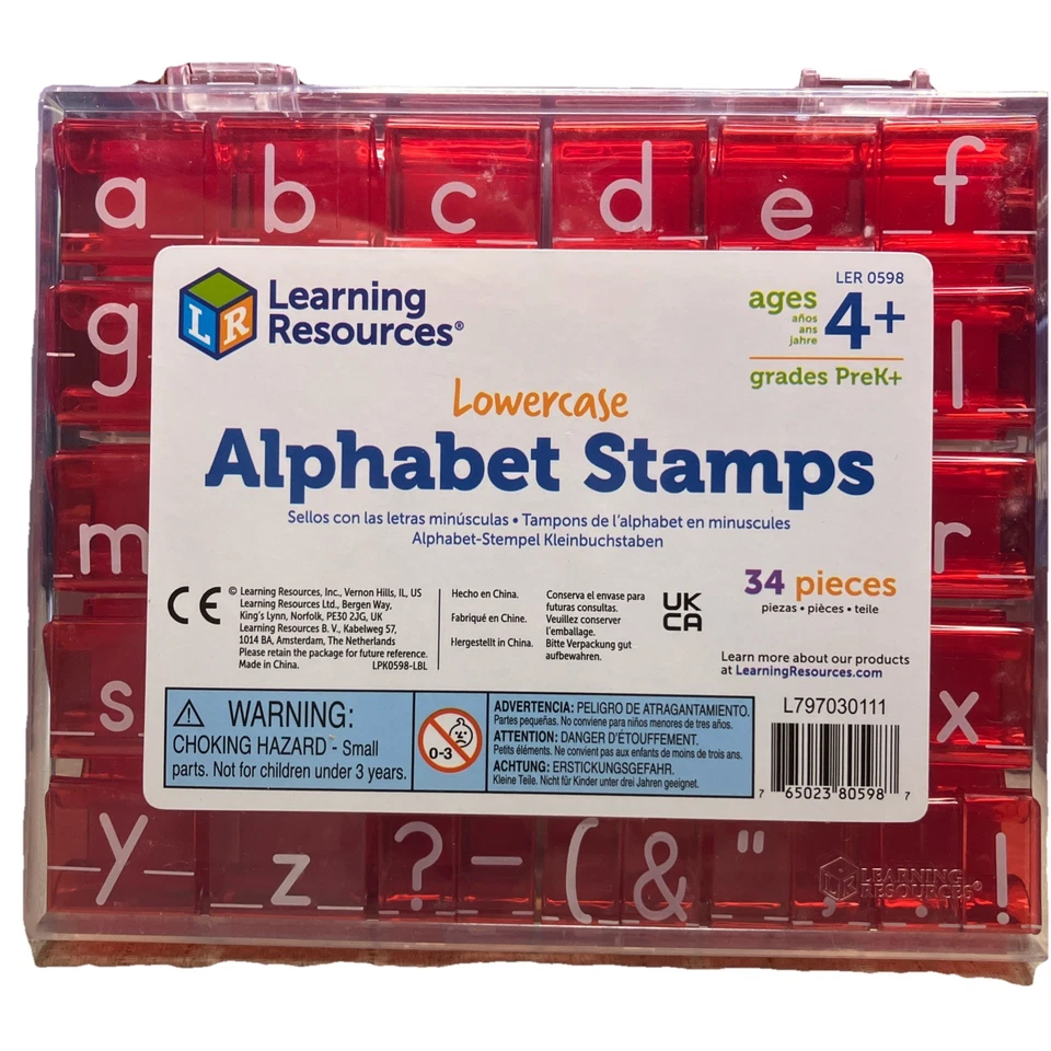 Recursos de aprendizagem selos de letras minúsculas do alfabeto 34 peças homeschool preK+ - Imagem 1 de 4