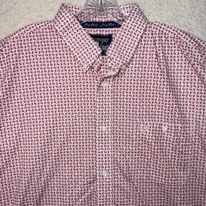 Wrangler George Strait Camicia Uomo 3X Rosso Bianco Blu Geometrica Western Cowboy - Foto 1 di 7