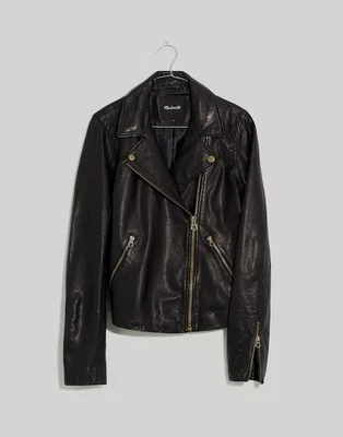 MADEWELL NWT $525 Washed Leather Motorcycle Jacket Brass Hardware Edition SMALL - Image 1 of 4