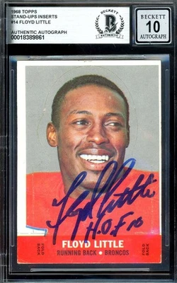 Floyd Little Gem Mint 10 Beckett BAS Signed 1968 Topps Stand-Ups Rookie Autograp - Image 1 of 2