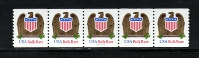 Stamp USA 10¢ Bulk Rate Eagle/Shield Plate #S11111 Coil Strip of 5 stamps MNH - Image 1 of 2