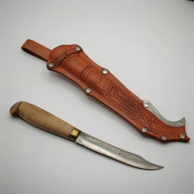Finnenmesser Jagdmesser mit Lederhülle Puukko Made In Finnland Outdoor Angeln  - Bild 1 von 4