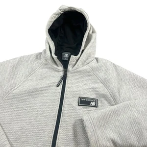 New Balance Hoodie Men's Medium Poly Knit Full Zip Jacket Heather Gray - Picture 1 of 13