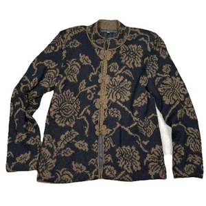 Chaqueta Suéter Peruvian Connection Talla M Art-to-Wear Asiática Forrada Lana Alpaca - Imagen 1 de 9