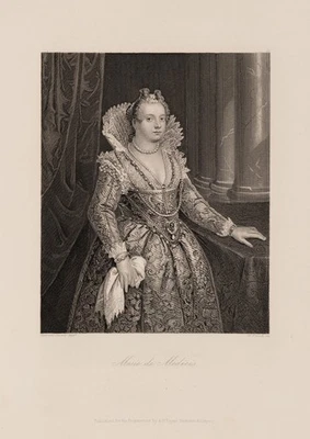 FRENCH (*1815) nach FASOLO (*1530), Marie de Médicis im Prunkkleid, Sst. - Bild 1 von 4