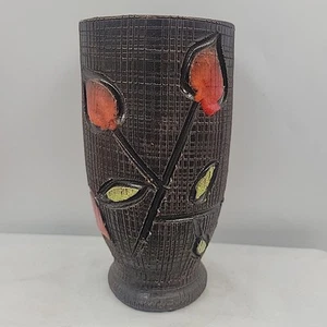 Florero estilo bitossi marrón esmalte esgrafiado años 60 de colección hecho en Italia - Imagen 1 de 6